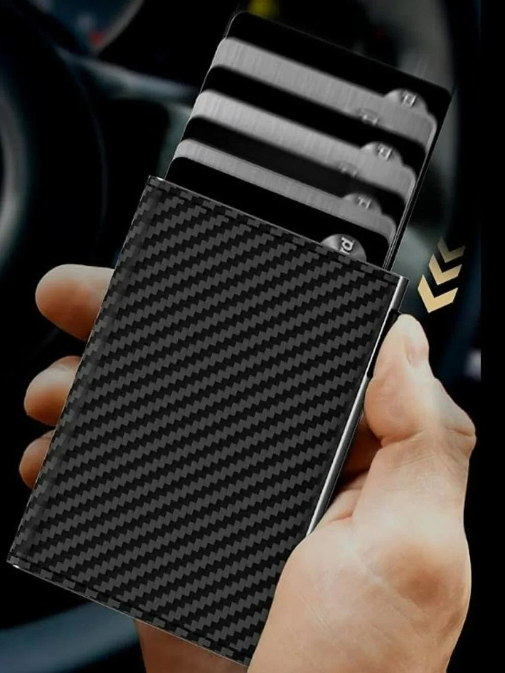 Typecase Mens Black Leather Pop Up Card Wallet RFID Blocking Boxed